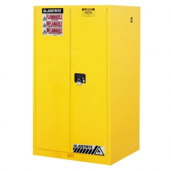 Justrite 60 Gallon Cabinet Manual Door Yellow Flammable Safe Sure-Grip EX Justrite 896000